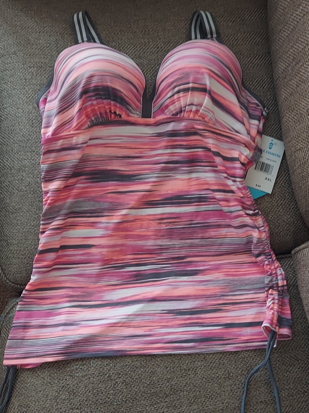 Free Country Cantaloupe Abstract Two-Piece Swimsuit in Pink XXL NWT